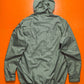 Grey Sleeve Embroidered Grid Windbreaker Jacket (L)