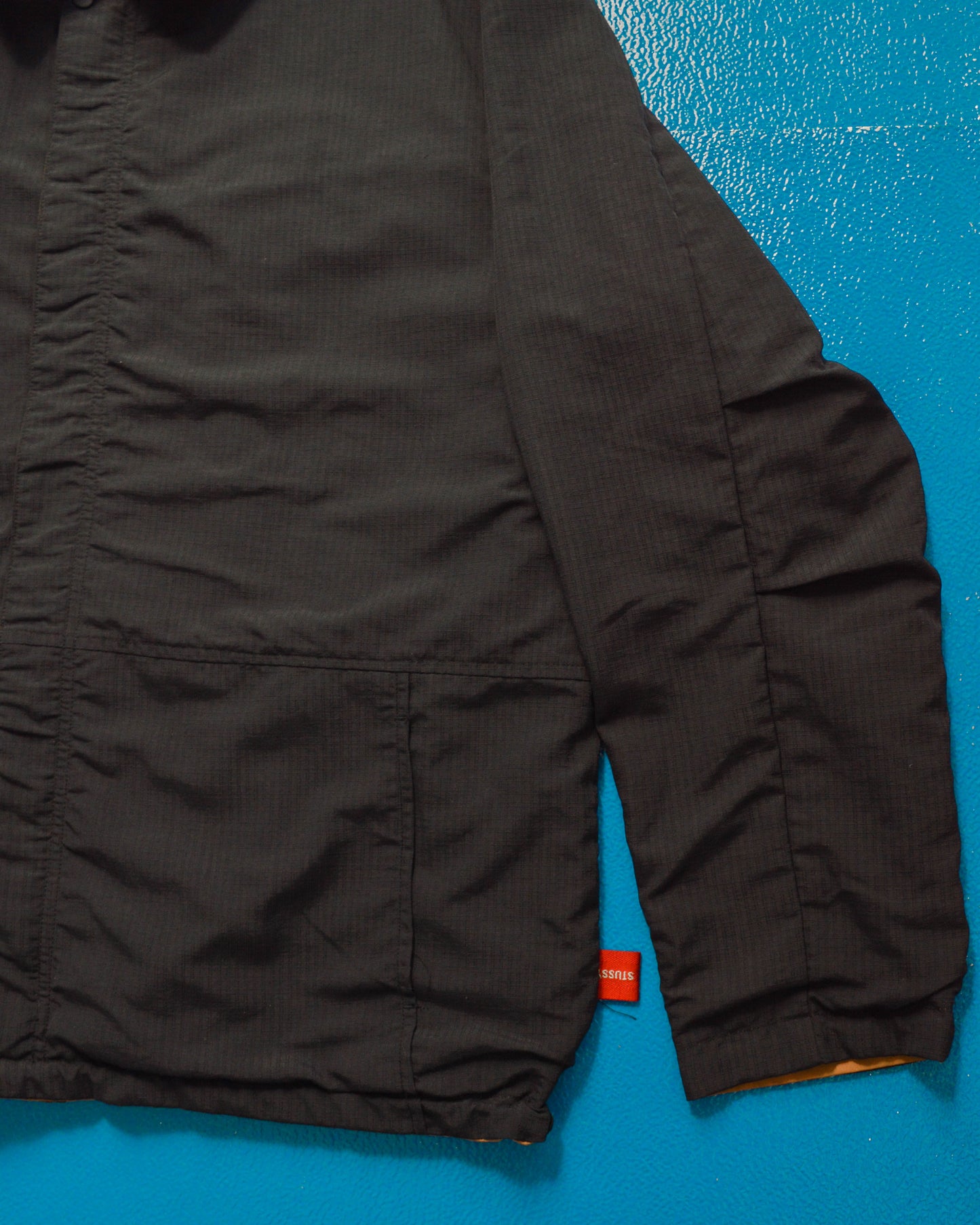 Works Reversible Textured Black / Caramel Brown Ventilated Windbreaker Jacket (L)