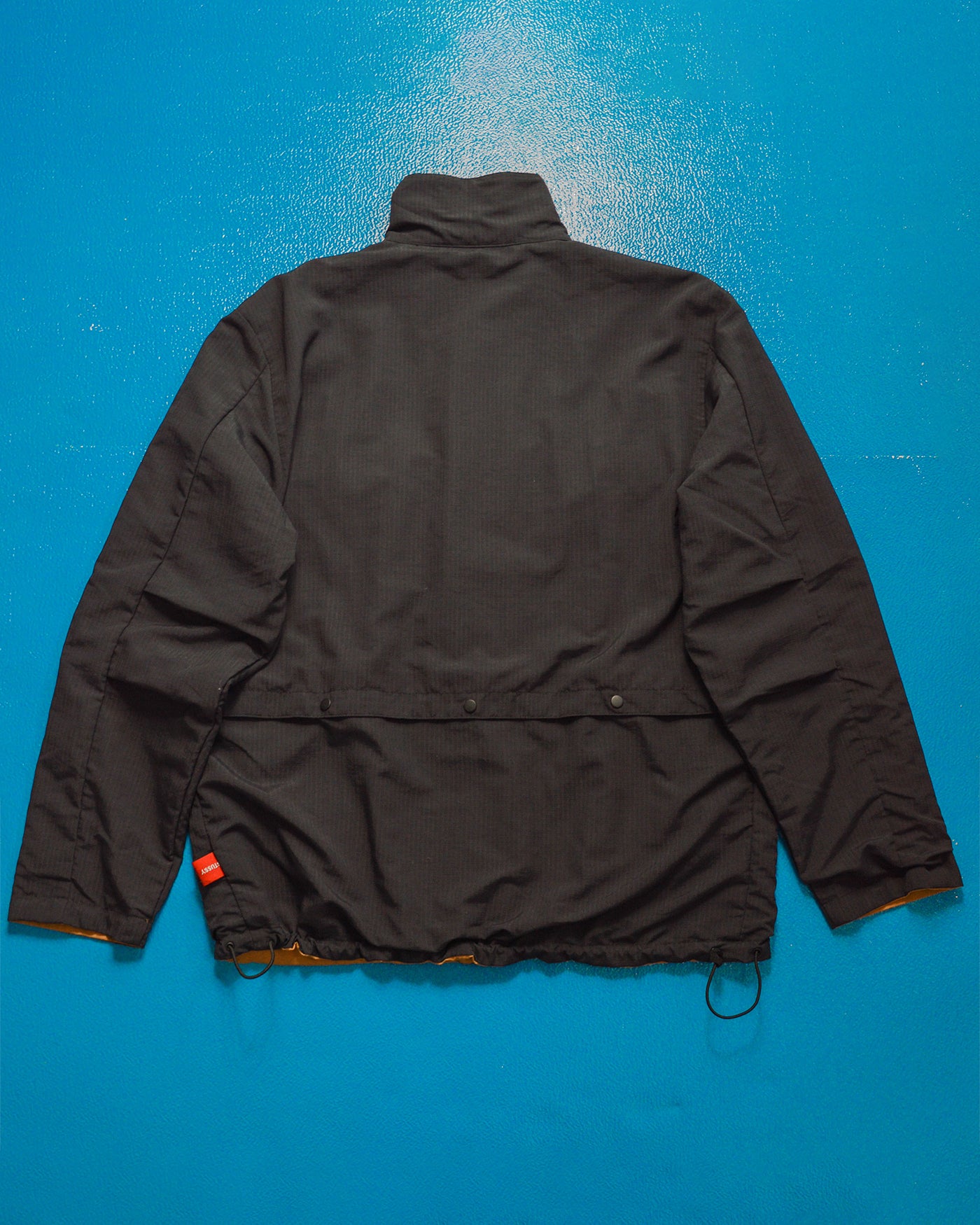 Works Reversible Textured Black / Caramel Brown Ventilated Windbreaker Jacket (L)