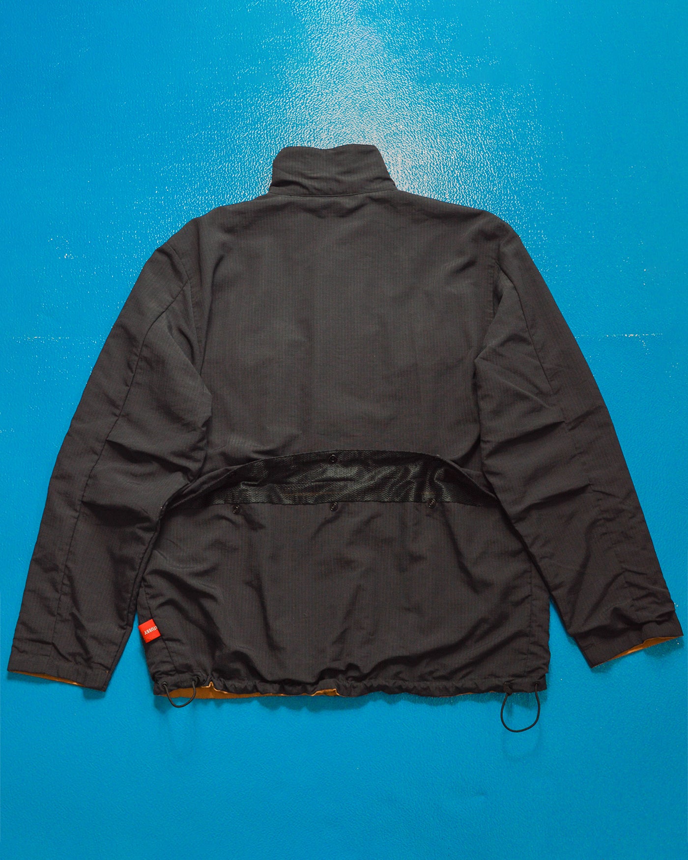Works Reversible Textured Black / Caramel Brown Ventilated Windbreaker Jacket (L)