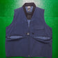 Navy Check Panelled Utility Vest (S)