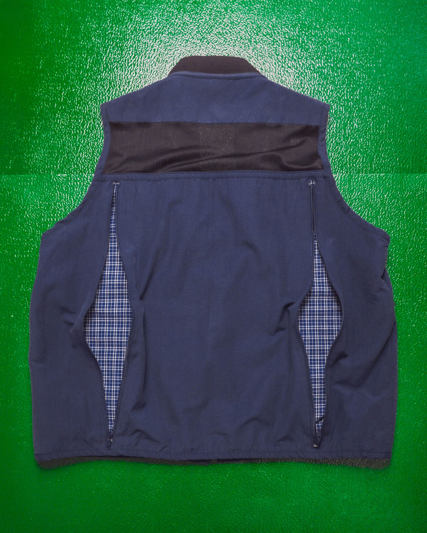 Navy Check Panelled Utility Vest (S)