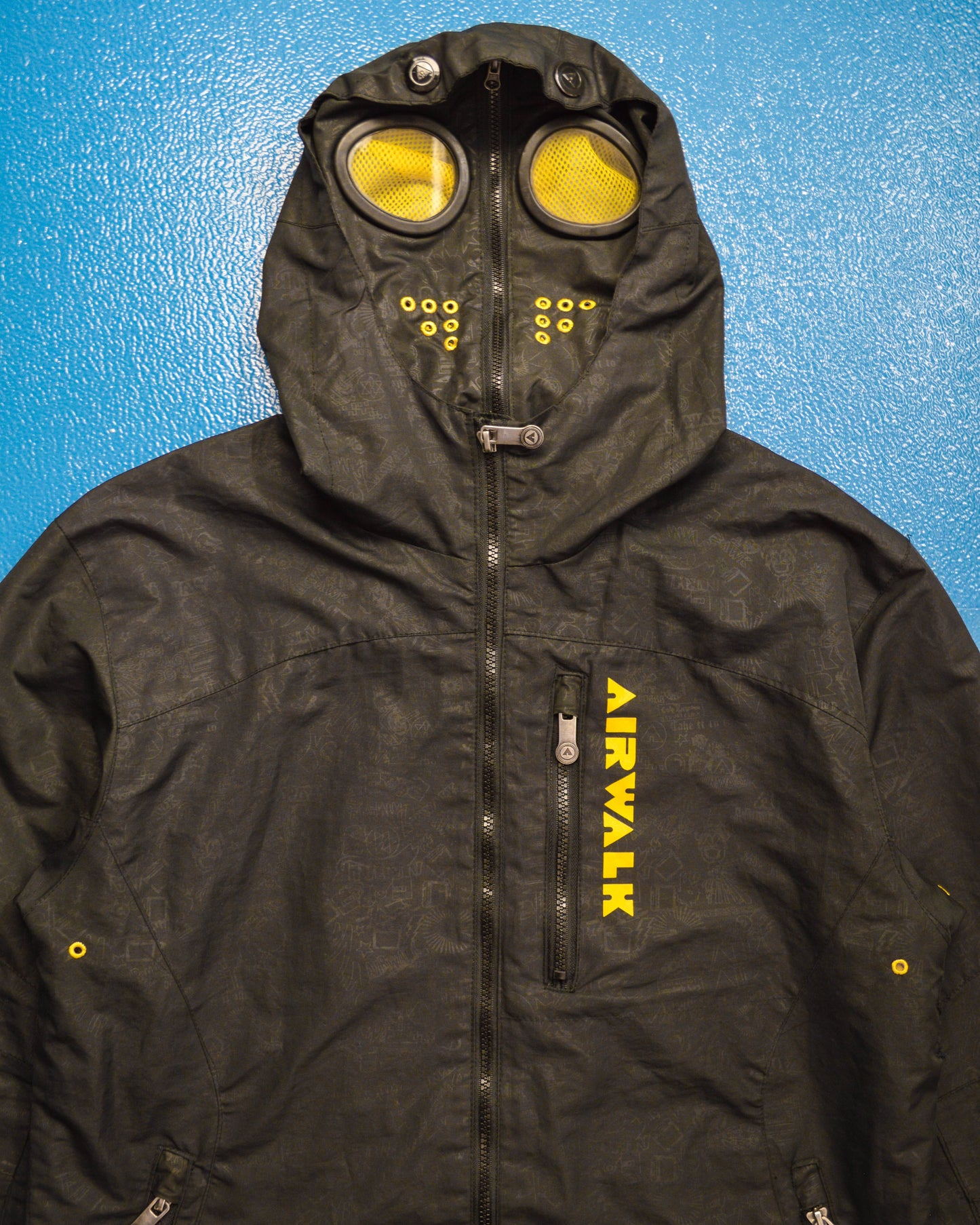 airwalk goggle jacket Airwalk Tonal Pattern Black / Yellow Goggle Jacket (S) – shop.allenreji