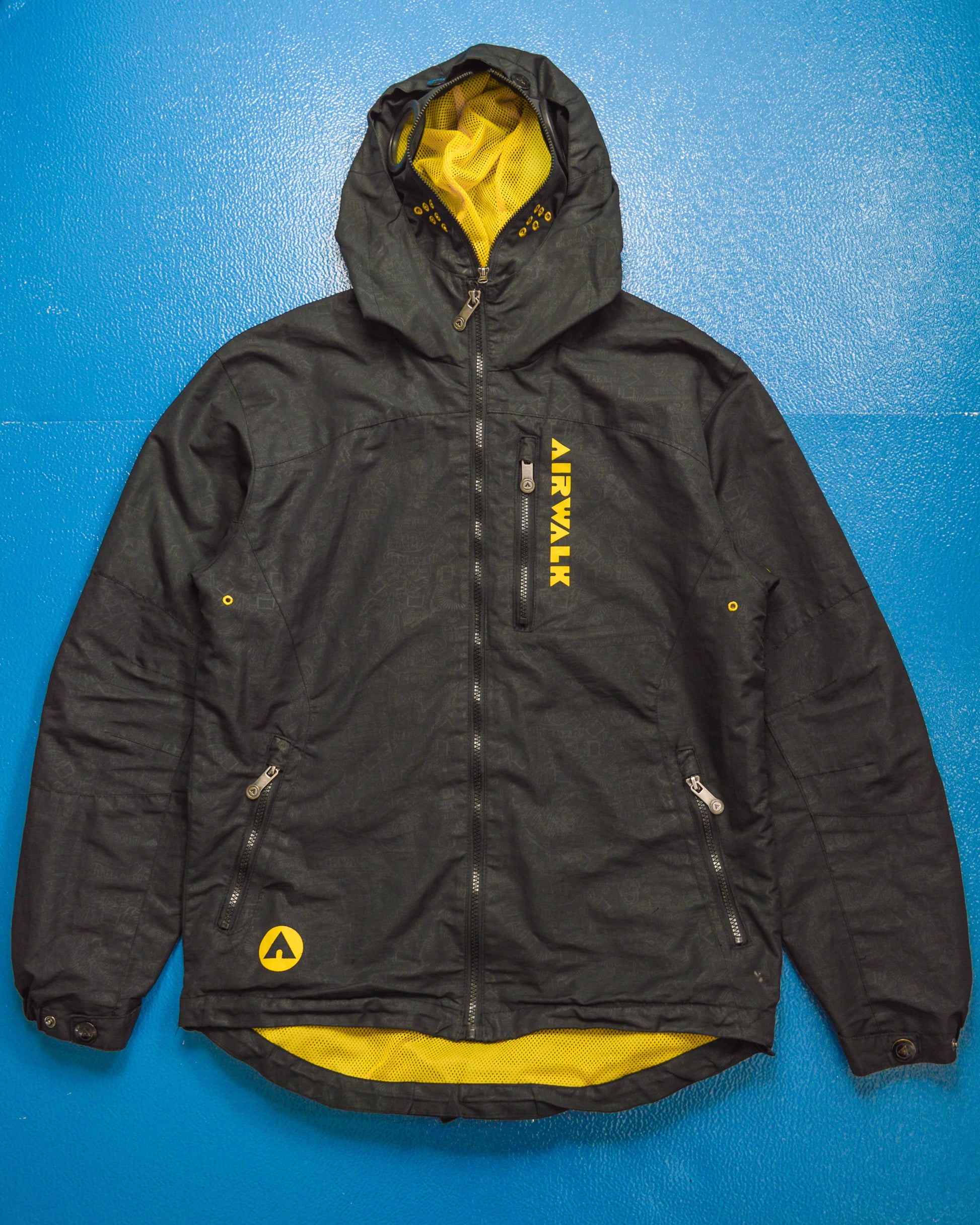 vintage airwalk goggle mask jacket Airwalk Tonal Pattern Black / Yellow Goggle Jacket (S) – shop.allenreji