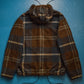 Armani 90s Wool/ Mohair Plaid Quilted Muted Burgundy / Navy Zip Up Jacket (M~L)