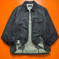 Armani Dark Wash Striped Cotton / Hemp Denim Zip Up Jacket (~L~)