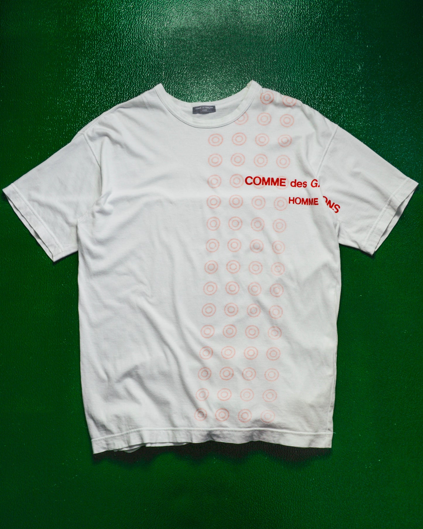 Comme Des Garçons Homme 1999 Double sided Polka / Logo Print Red / Orange T-shirt (M~L)