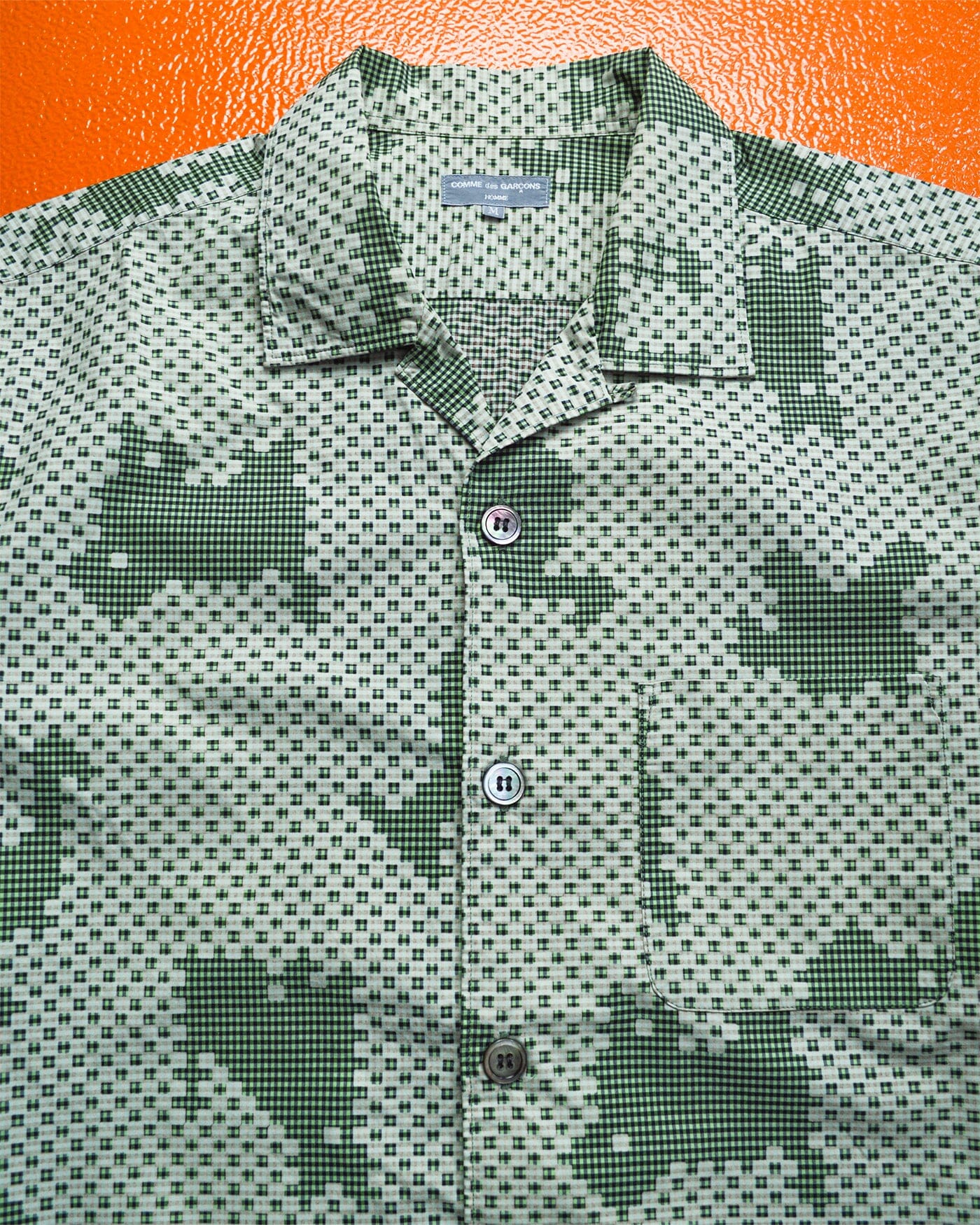 Comme Des Garçons Homme 2003 Green Gingham Style Check Animal Camo Shirt (M)