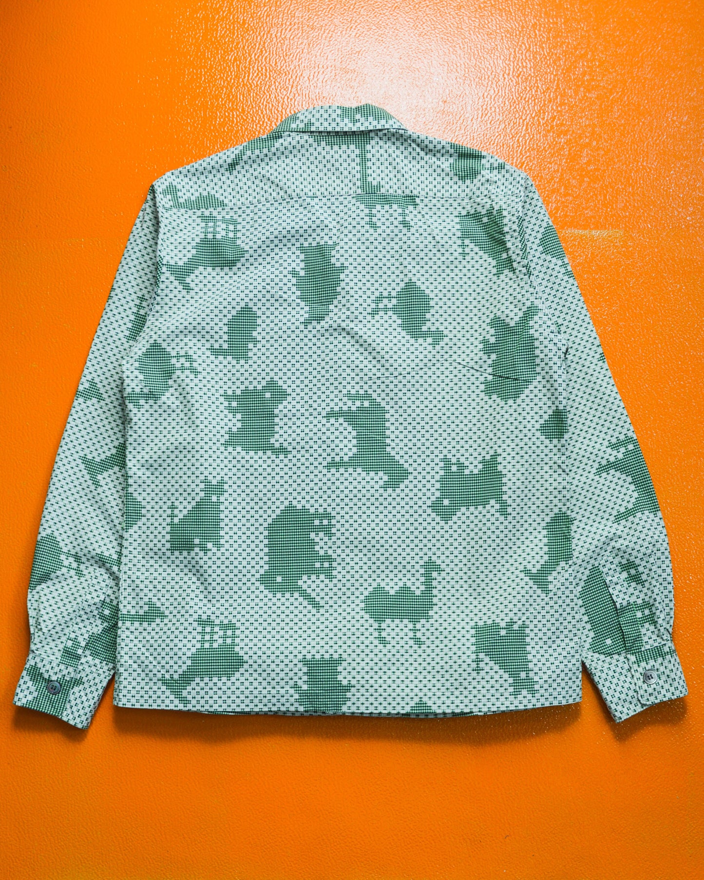 Comme Des Garçons Homme 2003 Green Gingham Style Check Animal Camo Shirt (M)