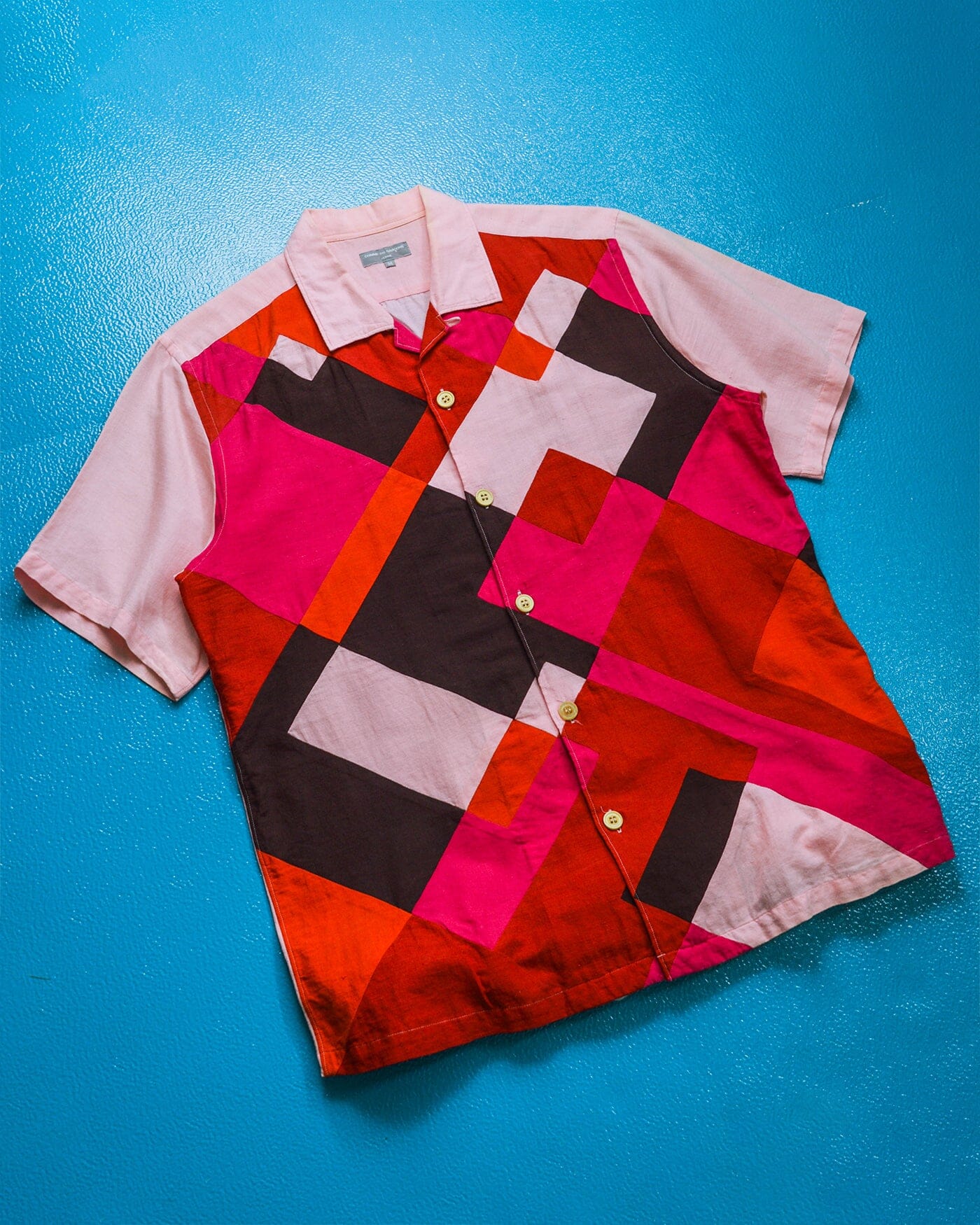 Comme Des Garçons Homme 2003 Tile Grid Panelled Pink / Red / Magenta Shirt (M)