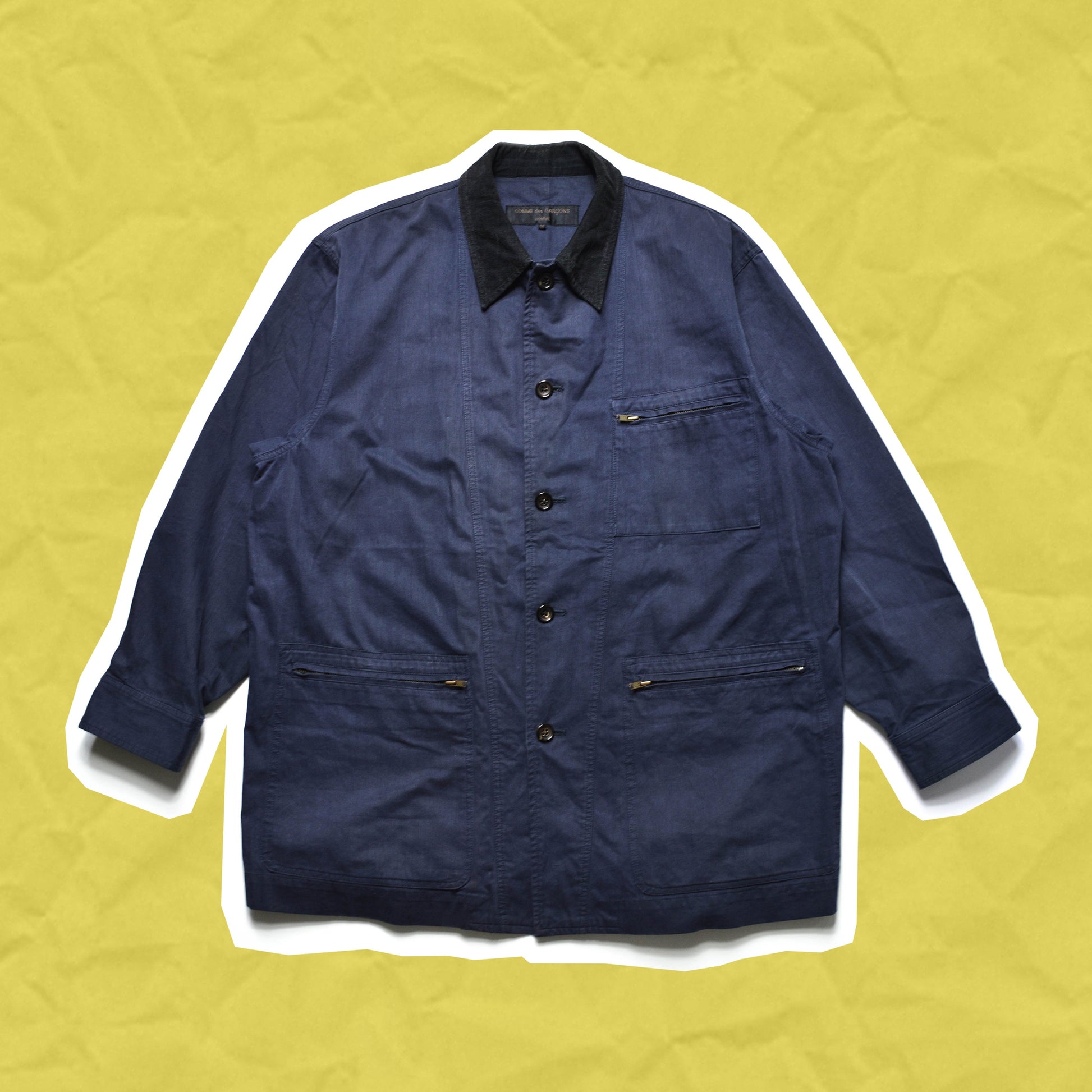 Comme Des Garçons Homme 90's Brushed Cotton Work Jacket With a Corduroy Collar (~L~)
