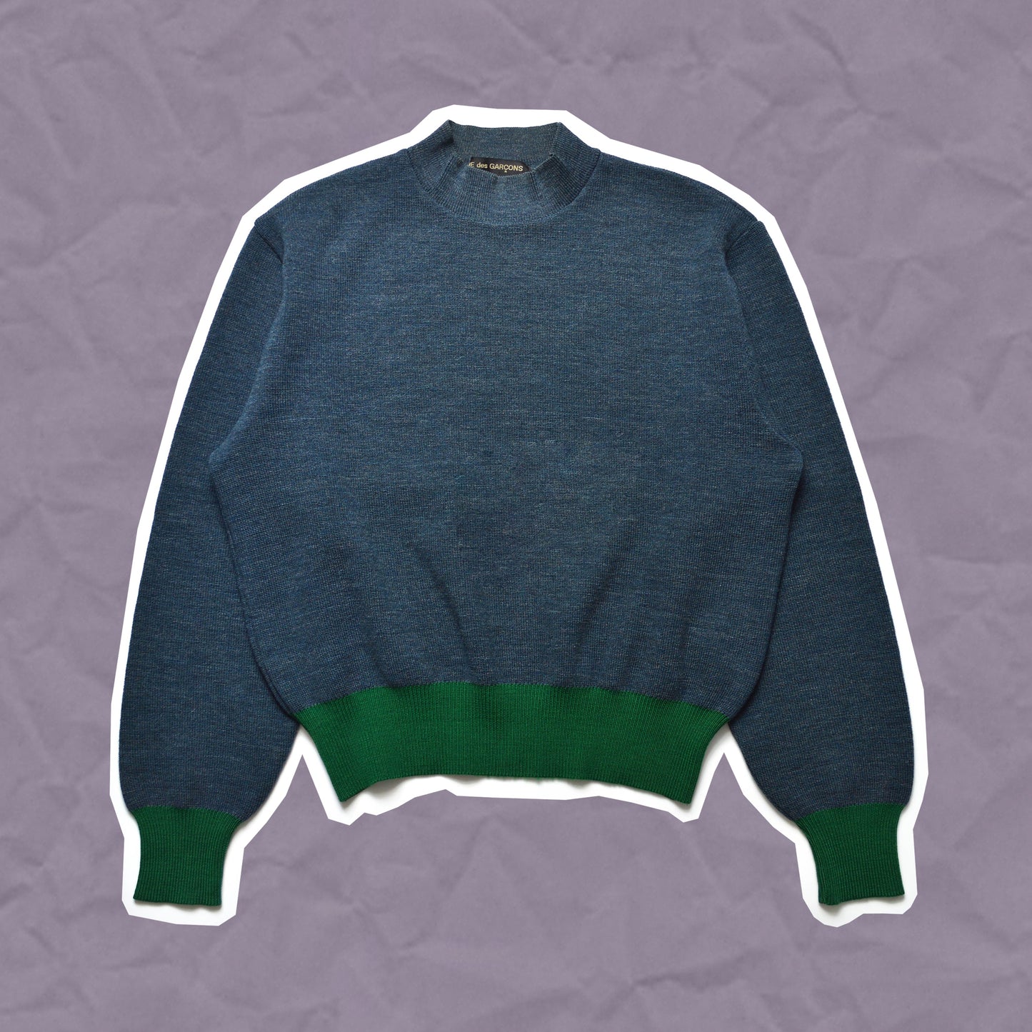 Comme Des Garçons Homme Plus 1989 Contrast Ribbing Mockneck Sweater (~M~)