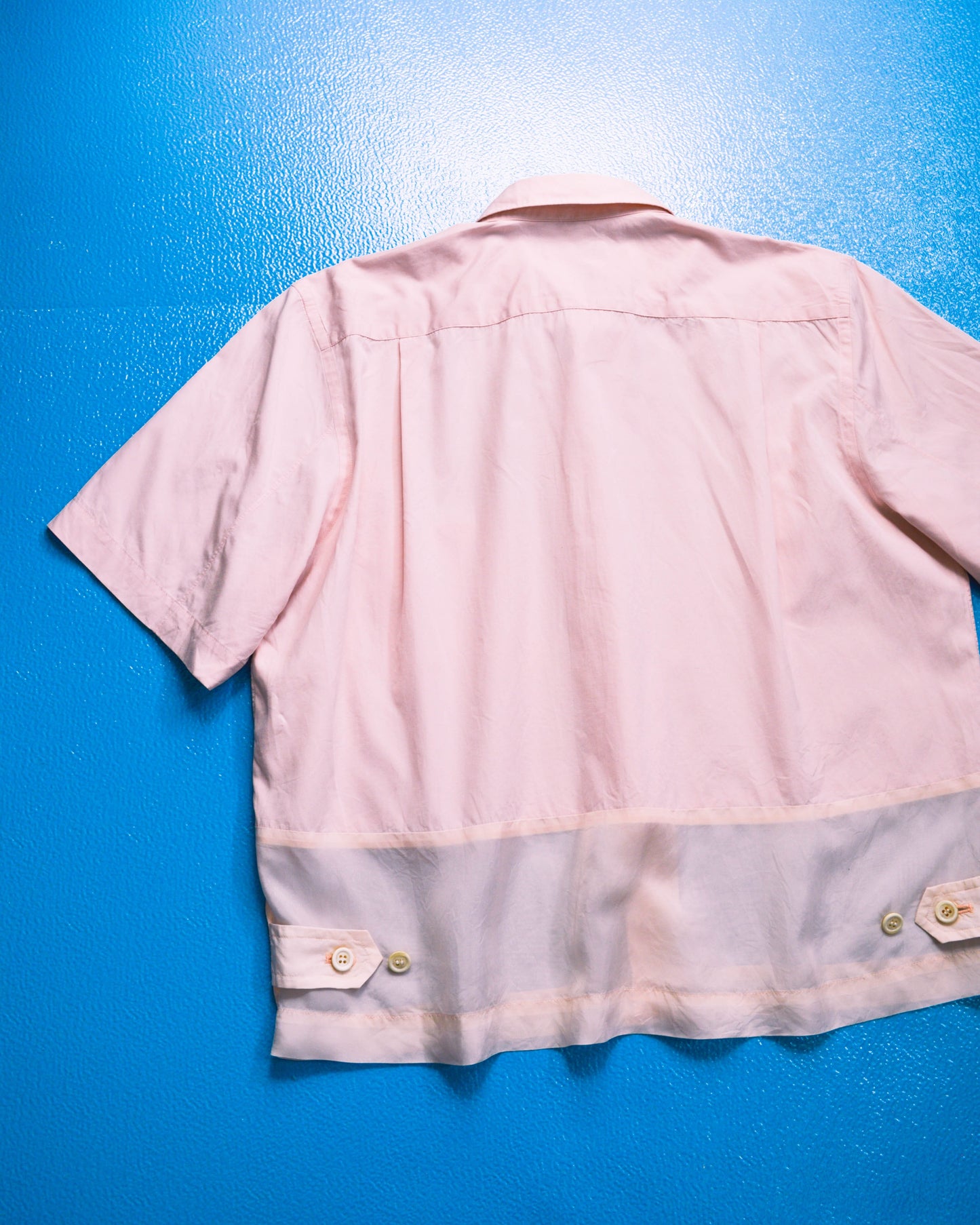 Comme Des Garçons Homme Plus 1993 Baby Pink Sheer Panelled Cropped Shirt (S~M)