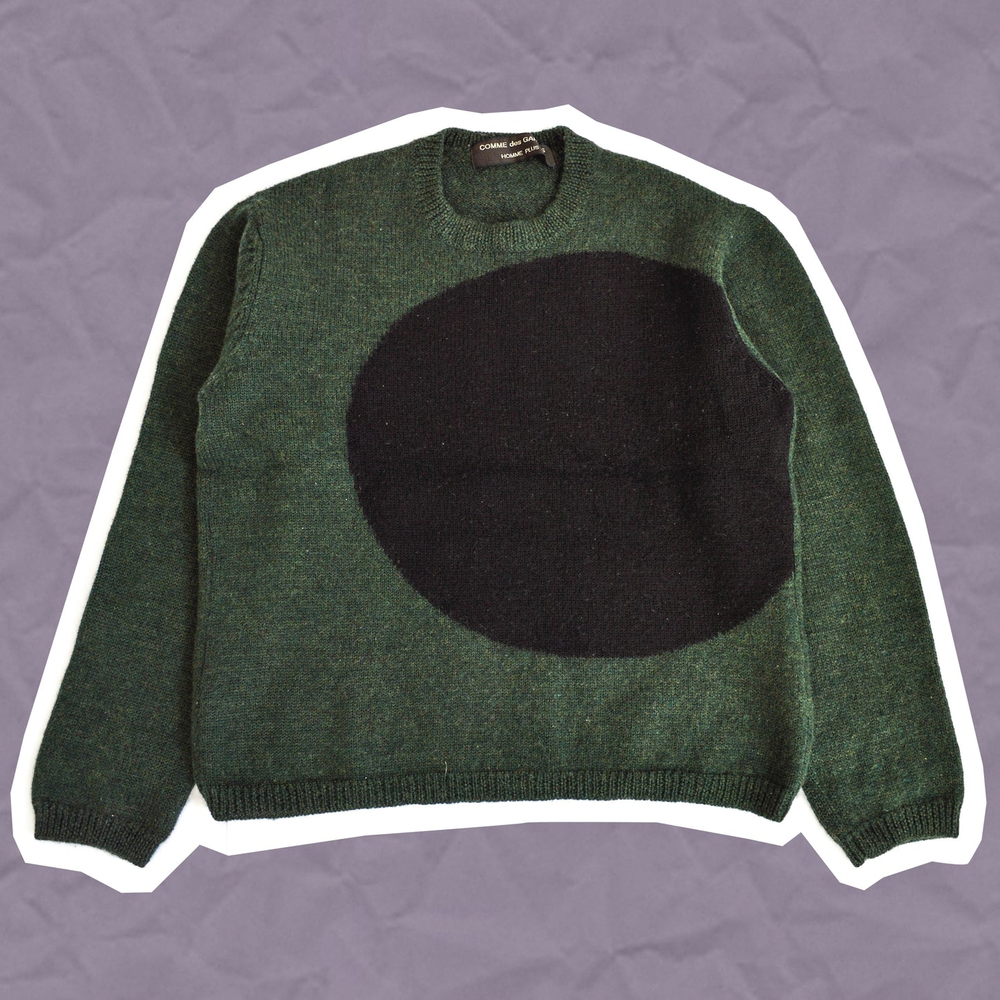 Comme Des Garçons Homme Plus 1996 Offset Circle Shape Green Knit Jumper