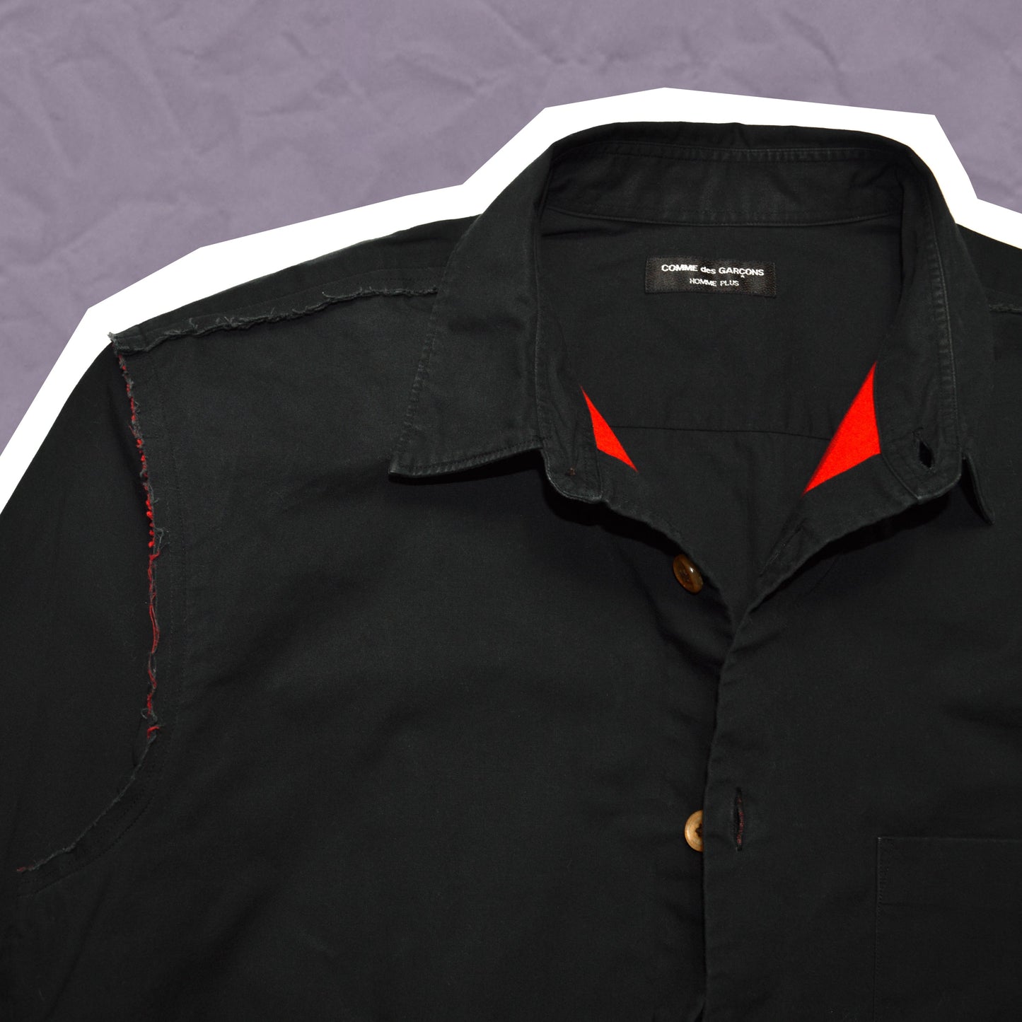 Comme Des Garçons Homme Plus 2002 Red Interior Panel Raw Shirt (~M~)