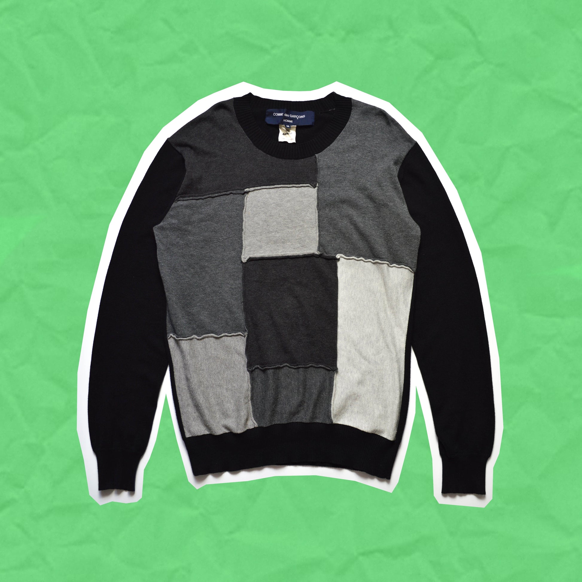 Comme Des Garçons Homme SAMPLE Tonal Reconstructed Patchwork Knit Jumper (~M~)