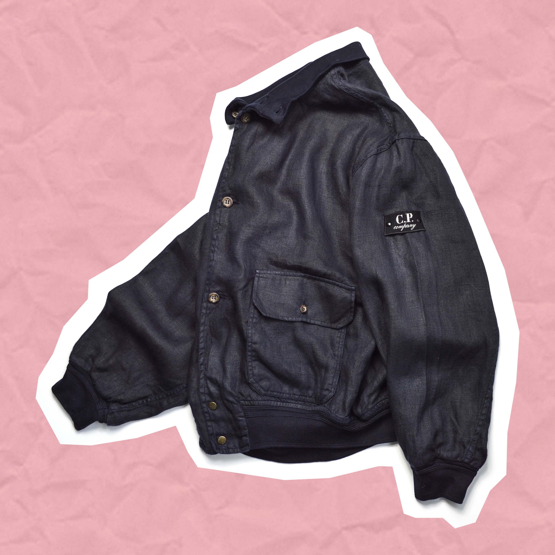 C.P. Company S/S 1997 Navy Linoflax Garment Dyed Flying Jacket (~M~)