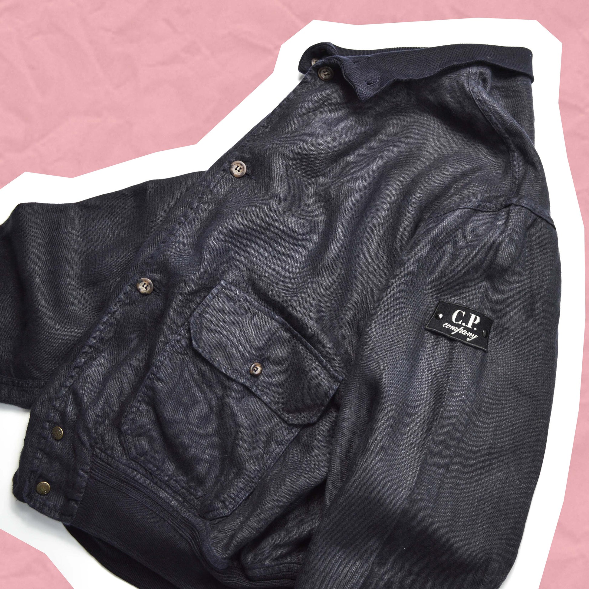 C.P. Company S/S 1997 Navy Linoflax Garment Dyed Flying Jacket (~M~)