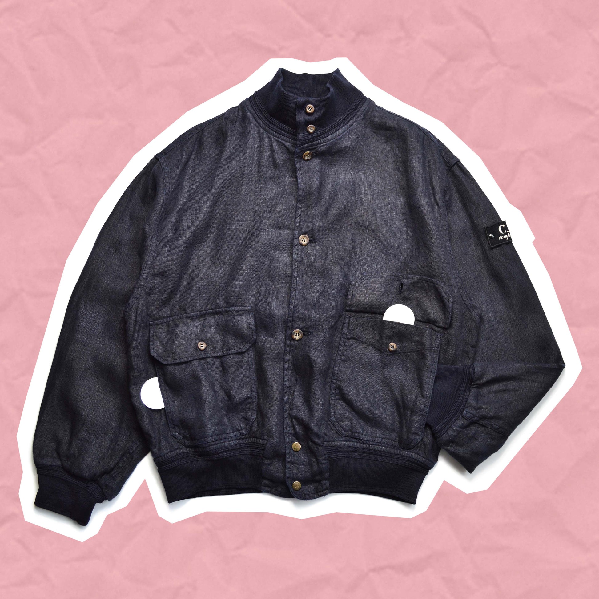 C.P. Company S/S 1997 Navy Linoflax Garment Dyed Flying Jacket (~M~)