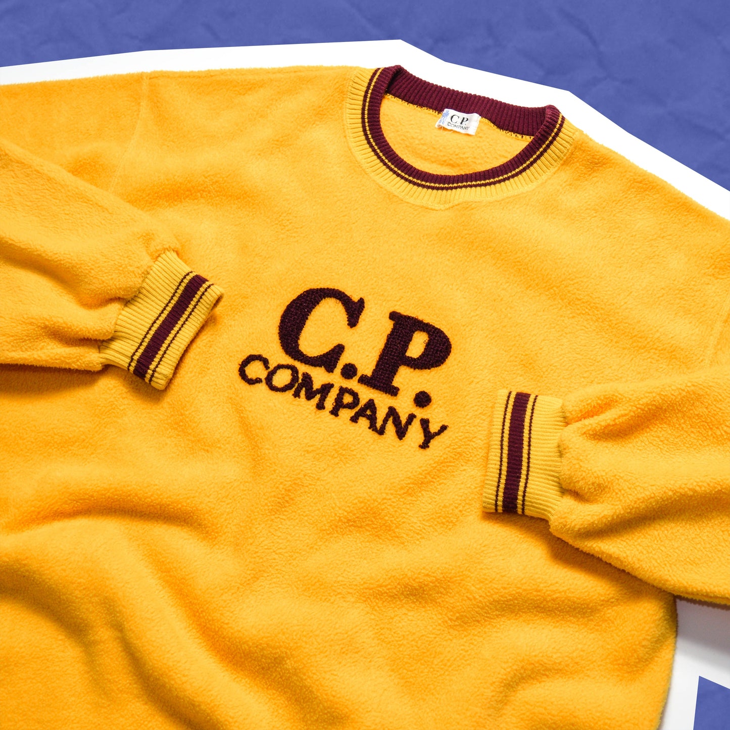 C.P. Company Yellow Woven Logo Fleece Jumper (~M~)