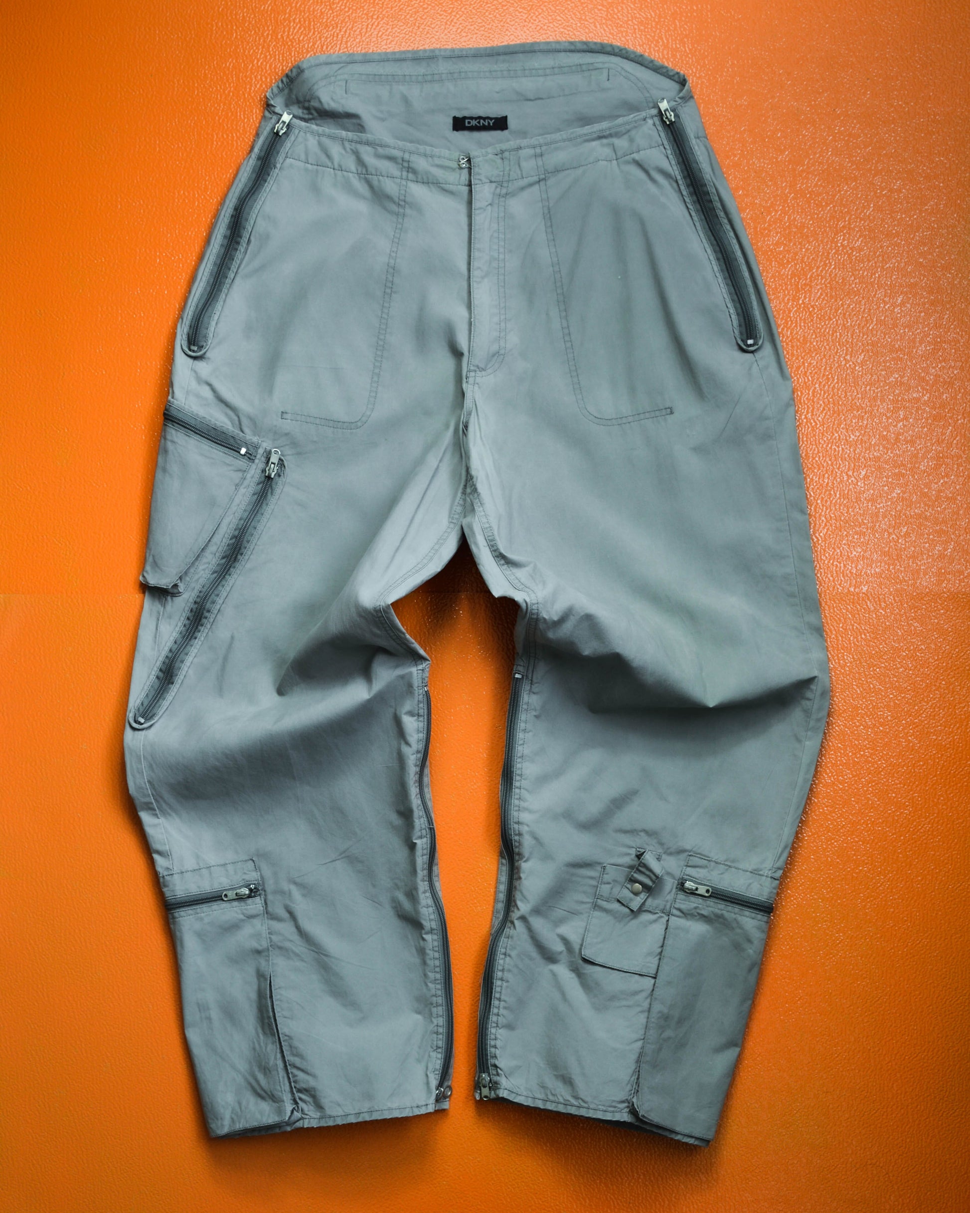 DKNY Multi-pocket Asymmetrical Grey Tactical Cargo Pants (34)