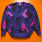 Ficce /Yoshiyuki Konishi Navy / Magenta / Black Abstract Multi Layered Woven Knit Jumper (~M~)