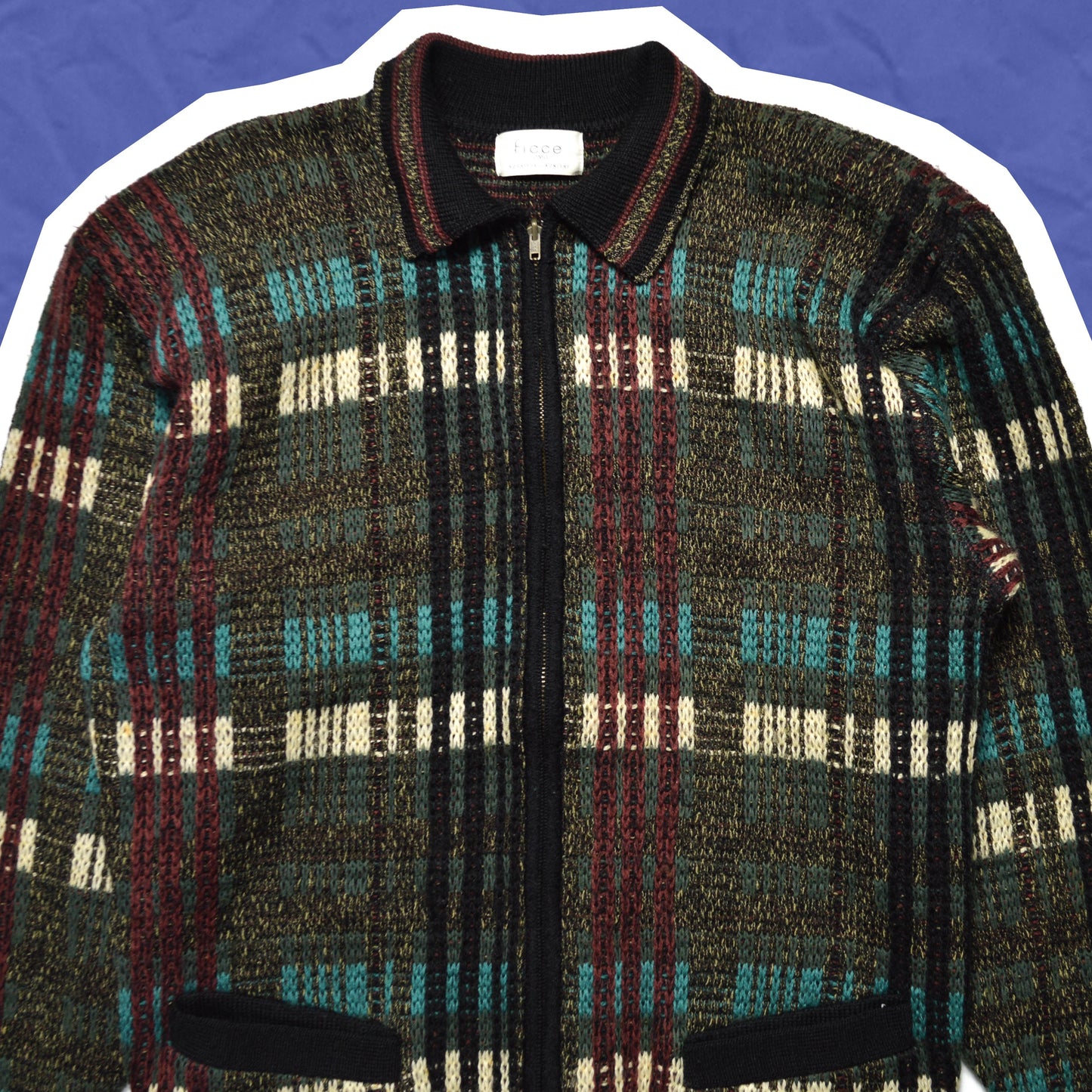 Ficce /Yoshiyuki Konishi Plaid Zip Up Sweater (~M~)