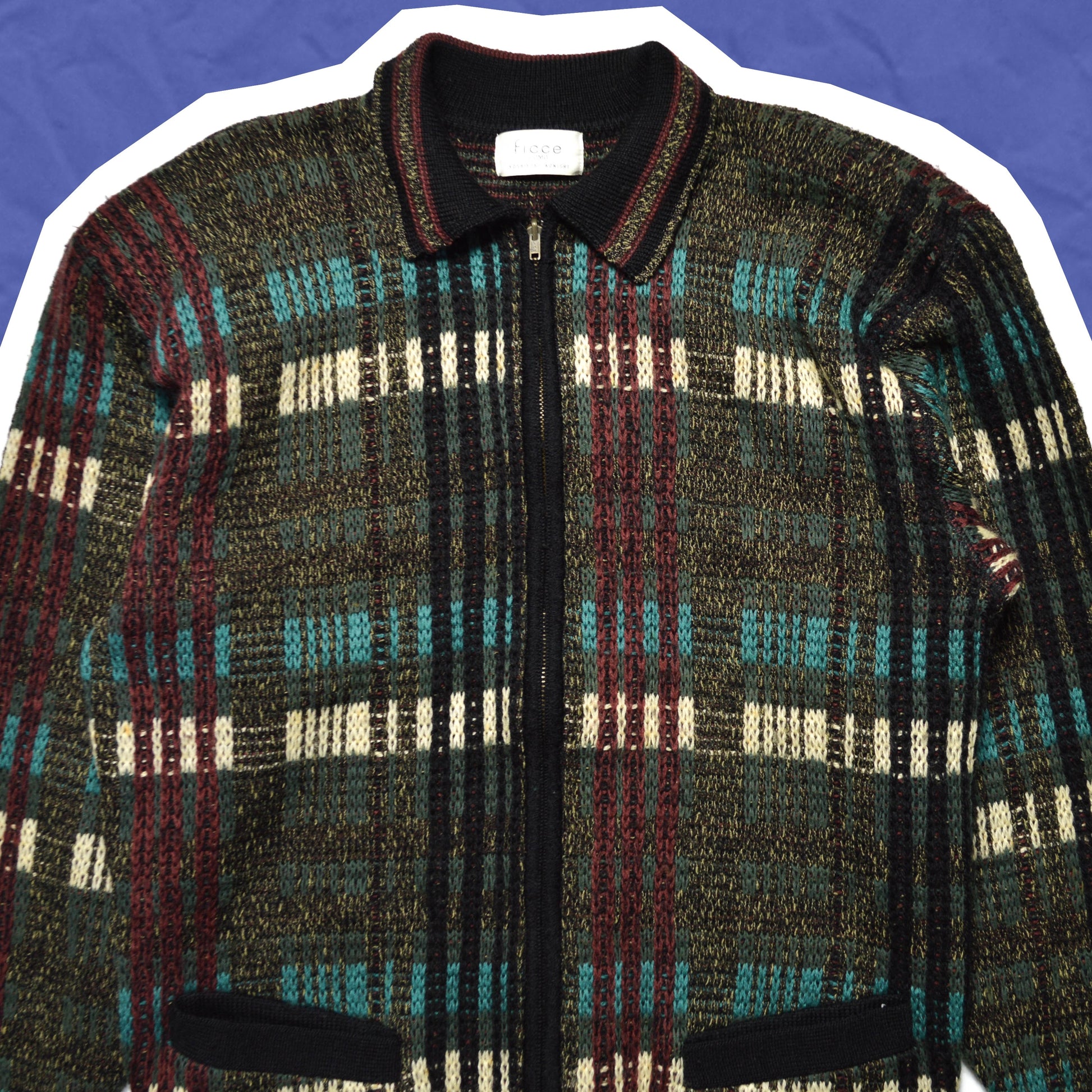 Ficce /Yoshiyuki Konishi Plaid Zip Up Sweater (~M~)