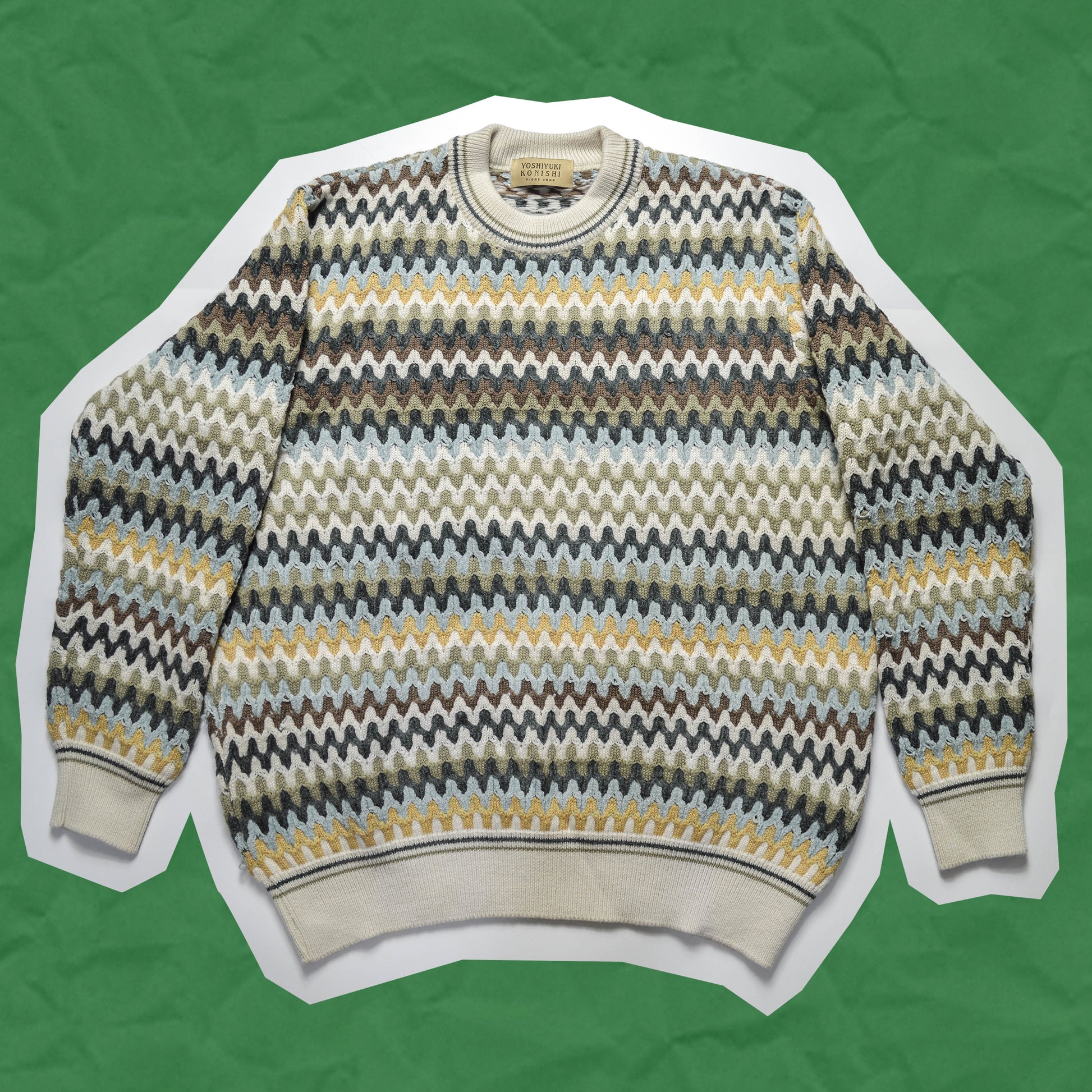 Ficce /Yoshiyuki Konishi Uomo Wavy Pattern Pastelle Knit Jumper (M~L)