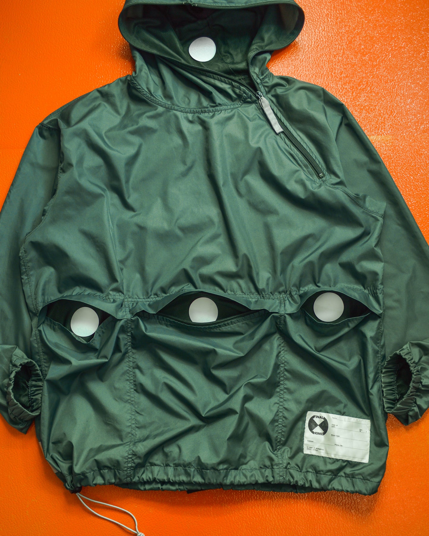 Final Home 1999 Packable Asymmetrical Full Face Zip Survival Emerald Green Anorak Jacket (~L~)