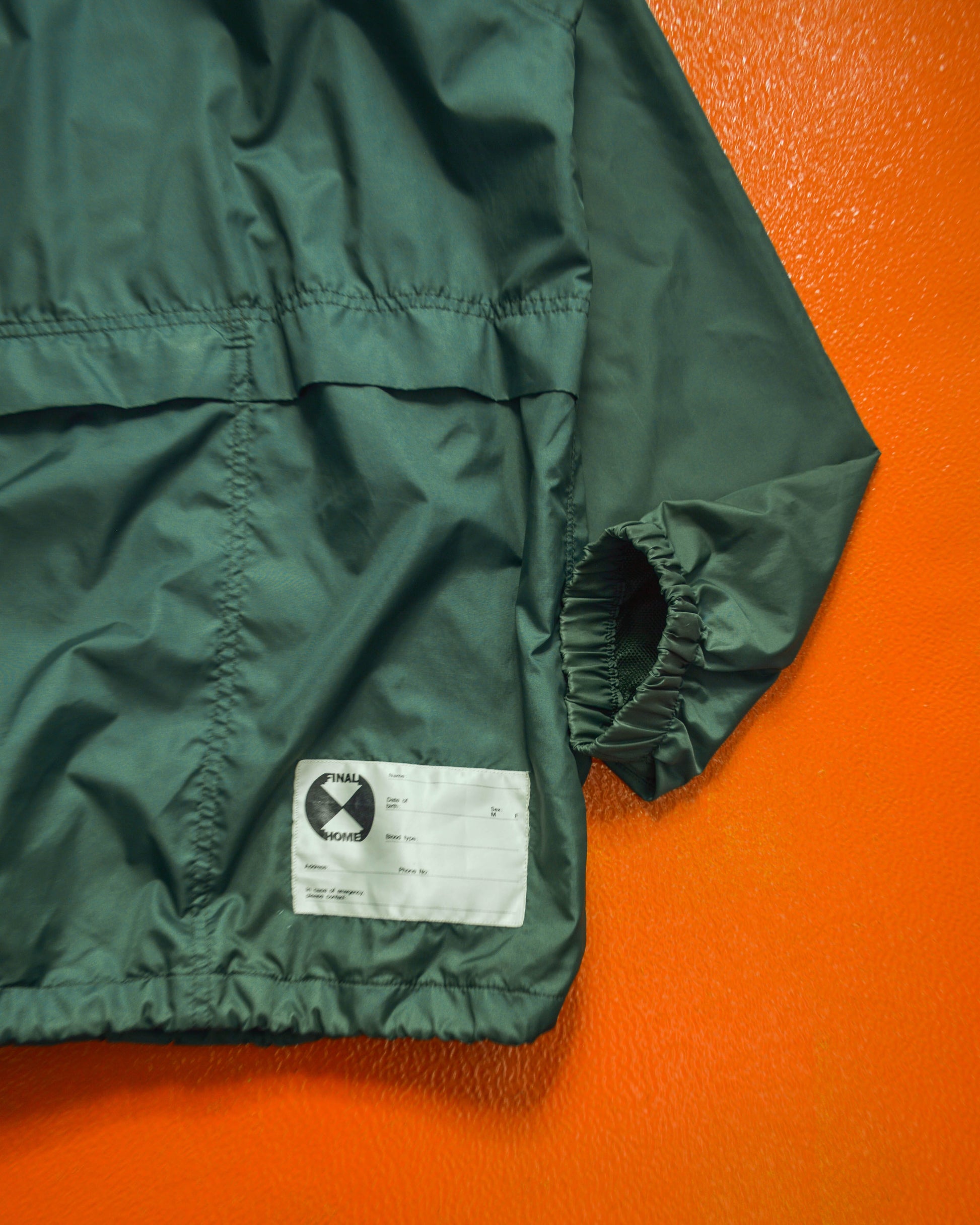 Final Home 1999 Packable Asymmetrical Full Face Zip Survival Emerald Green Anorak Jacket (~L~)