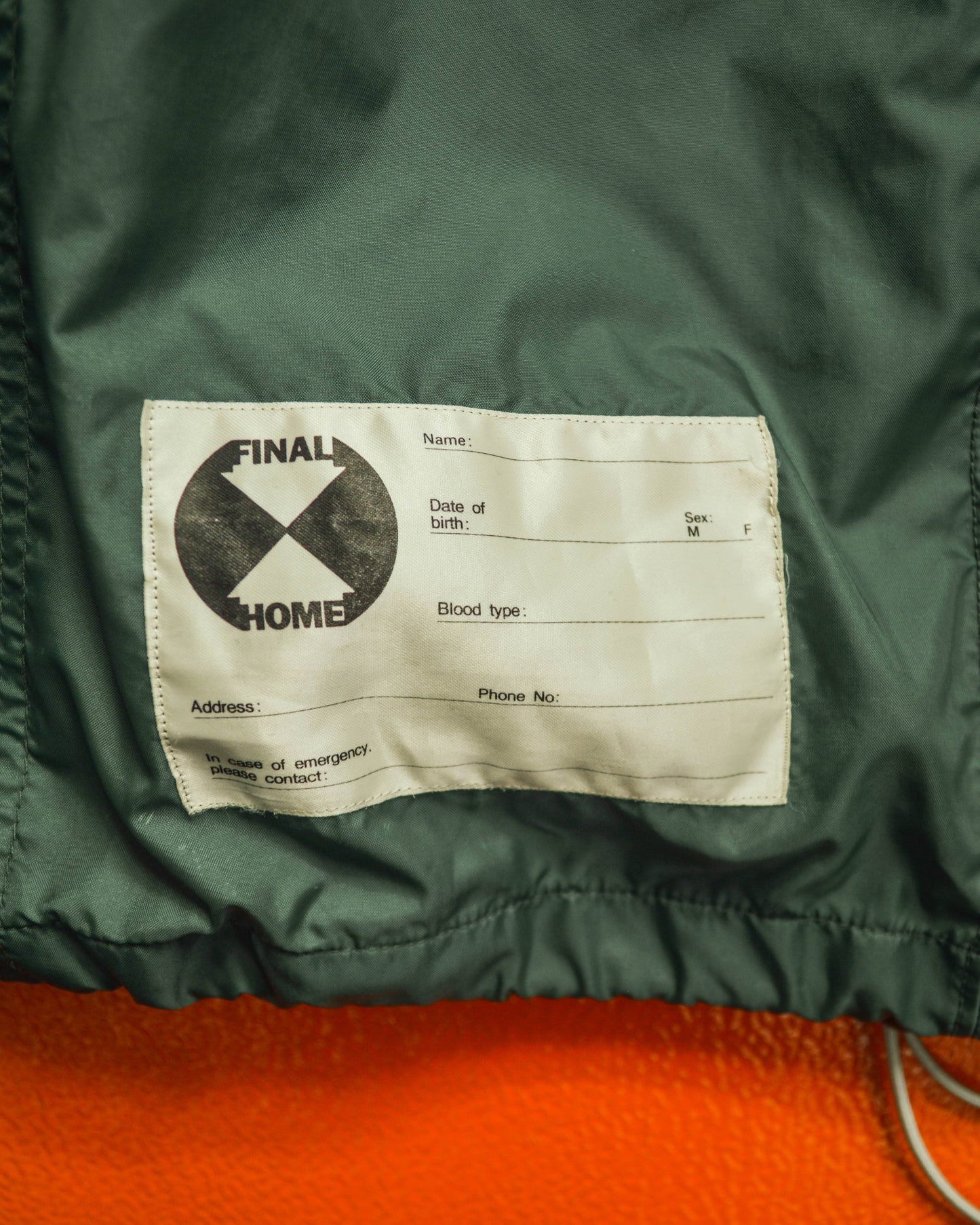 Final Home 1999 Packable Asymmetrical Full Face Zip Survival Emerald Green Anorak Jacket (~L~)