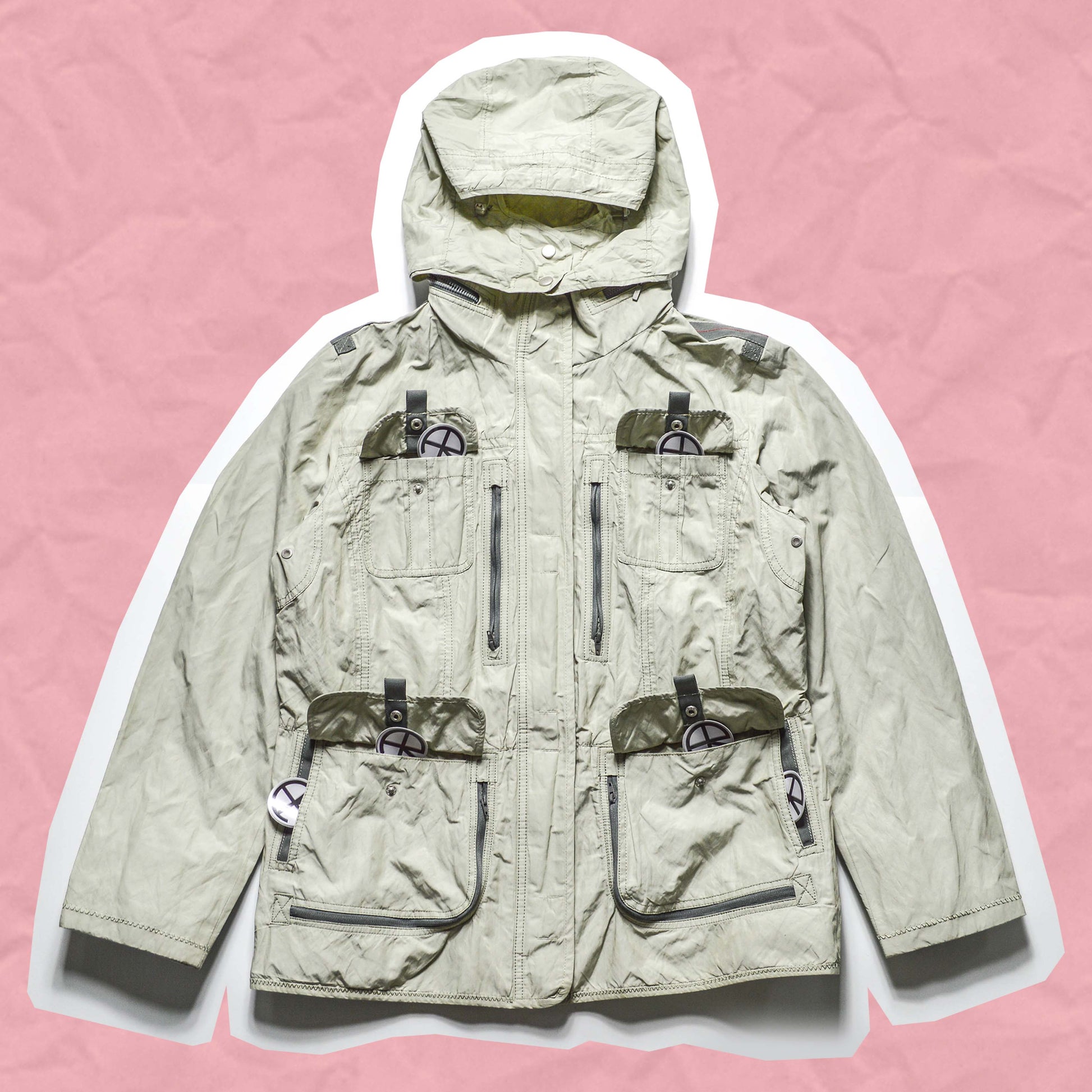 Giorgio Beige Multi-Pocket Ventilated Utility Jacket (~M~)