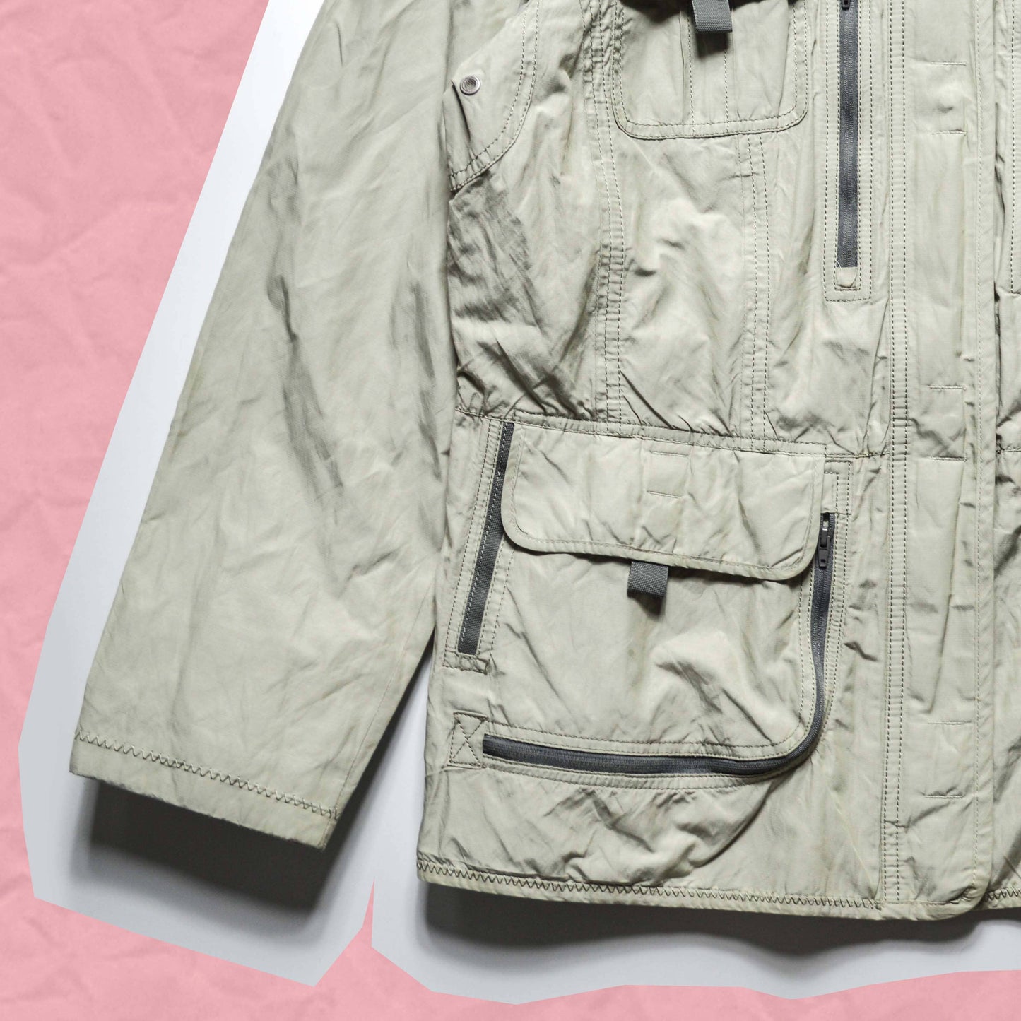 Giorgio Beige Multi-Pocket Ventilated Utility Jacket (~M~)