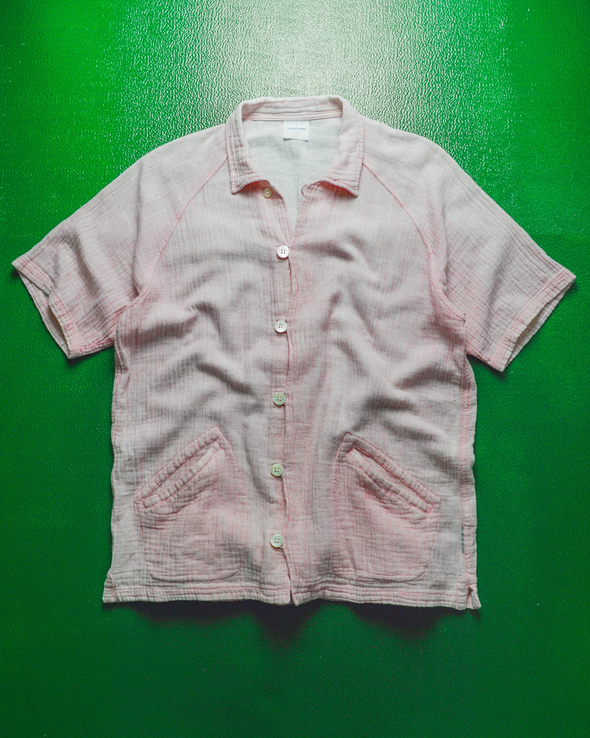 GOODENOUGH 90s Baby Pink Textured Linen Shirt (~L~)