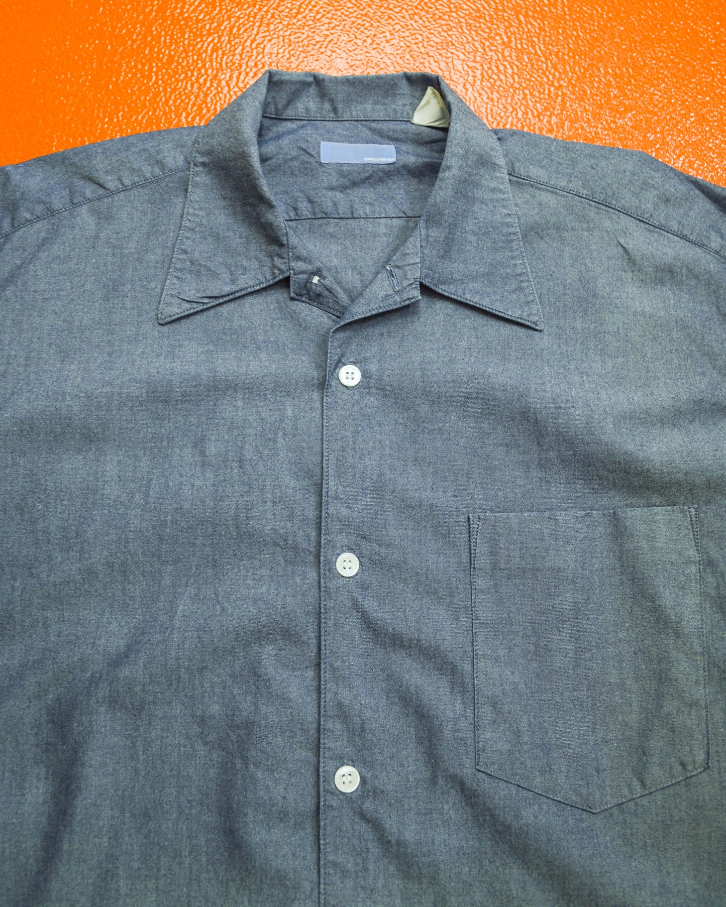 GOODENOUGH 90s Chambray Open Collar Minimal Shirt (L~XL)