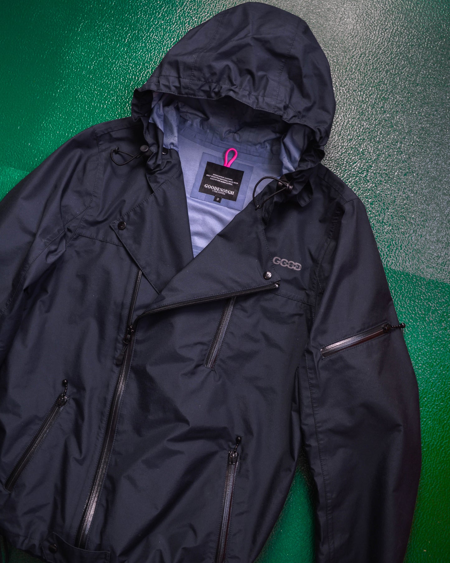 GOODENOUGH FW10 Deep Navy Rider Style Taped Seam Jacket (~S~)