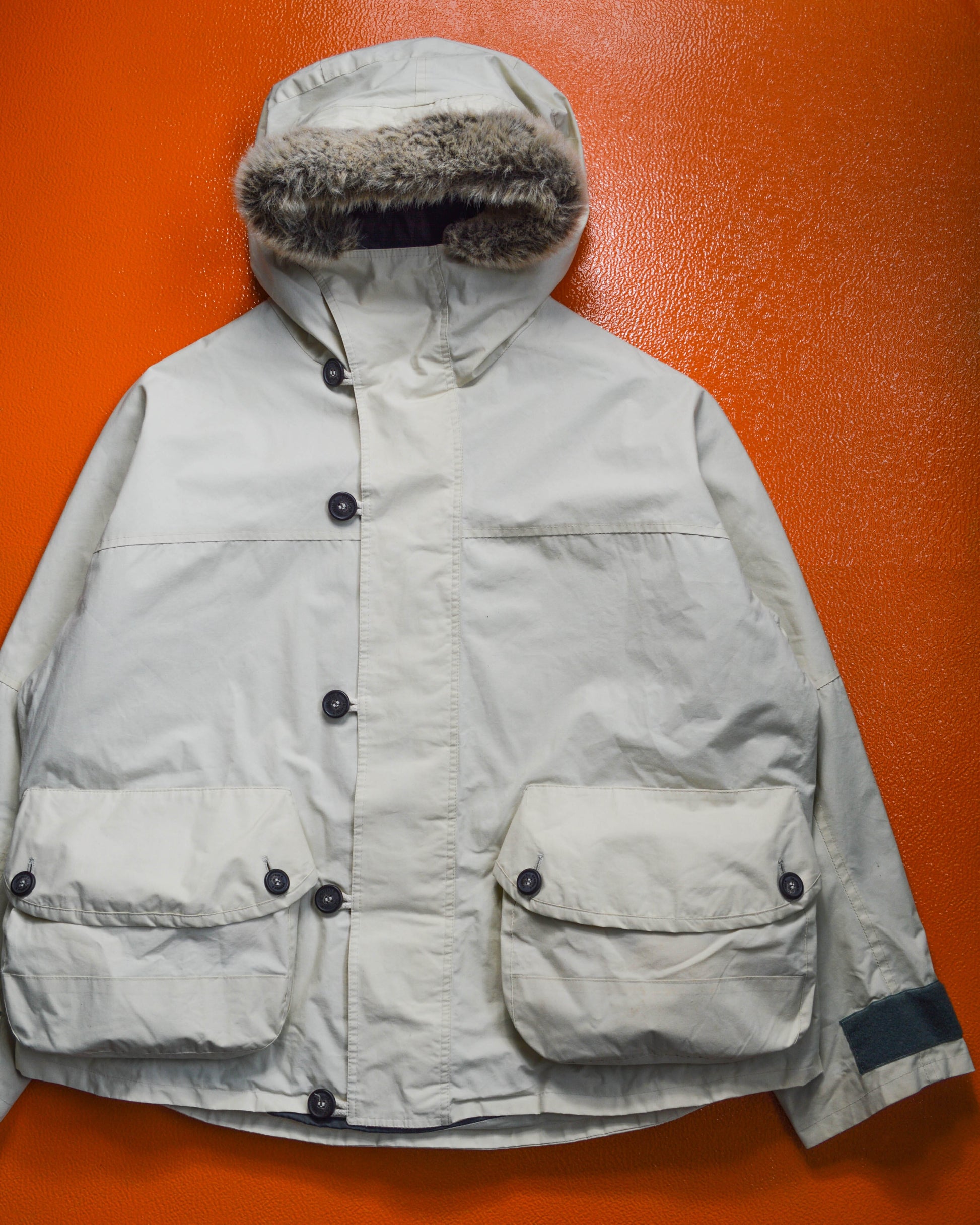 Griffin Cream 3-D Cargo Pertex Short Parka Jacket (L)