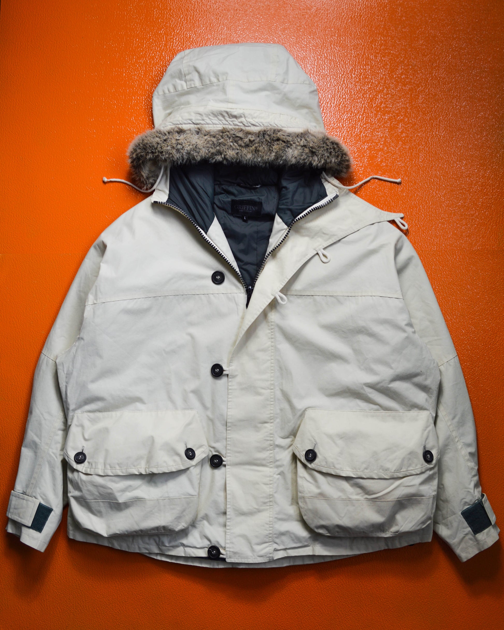 Griffin Cream 3-D Cargo Pertex Short Parka Jacket (L)