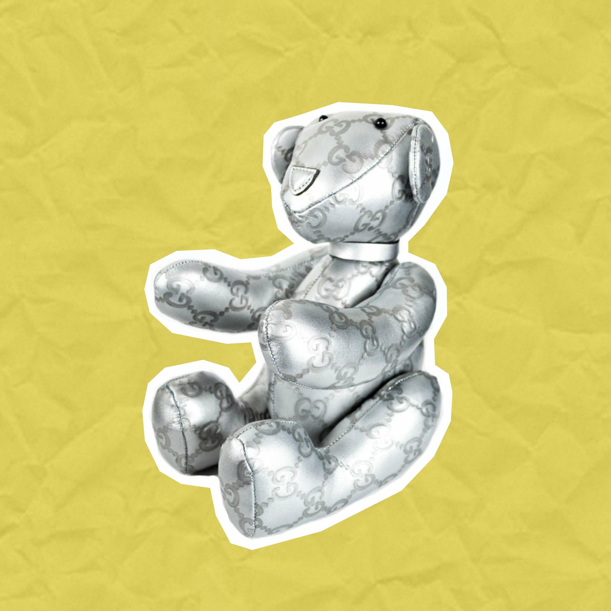 Gucci Metallic Silver Teddy Bear (OS)