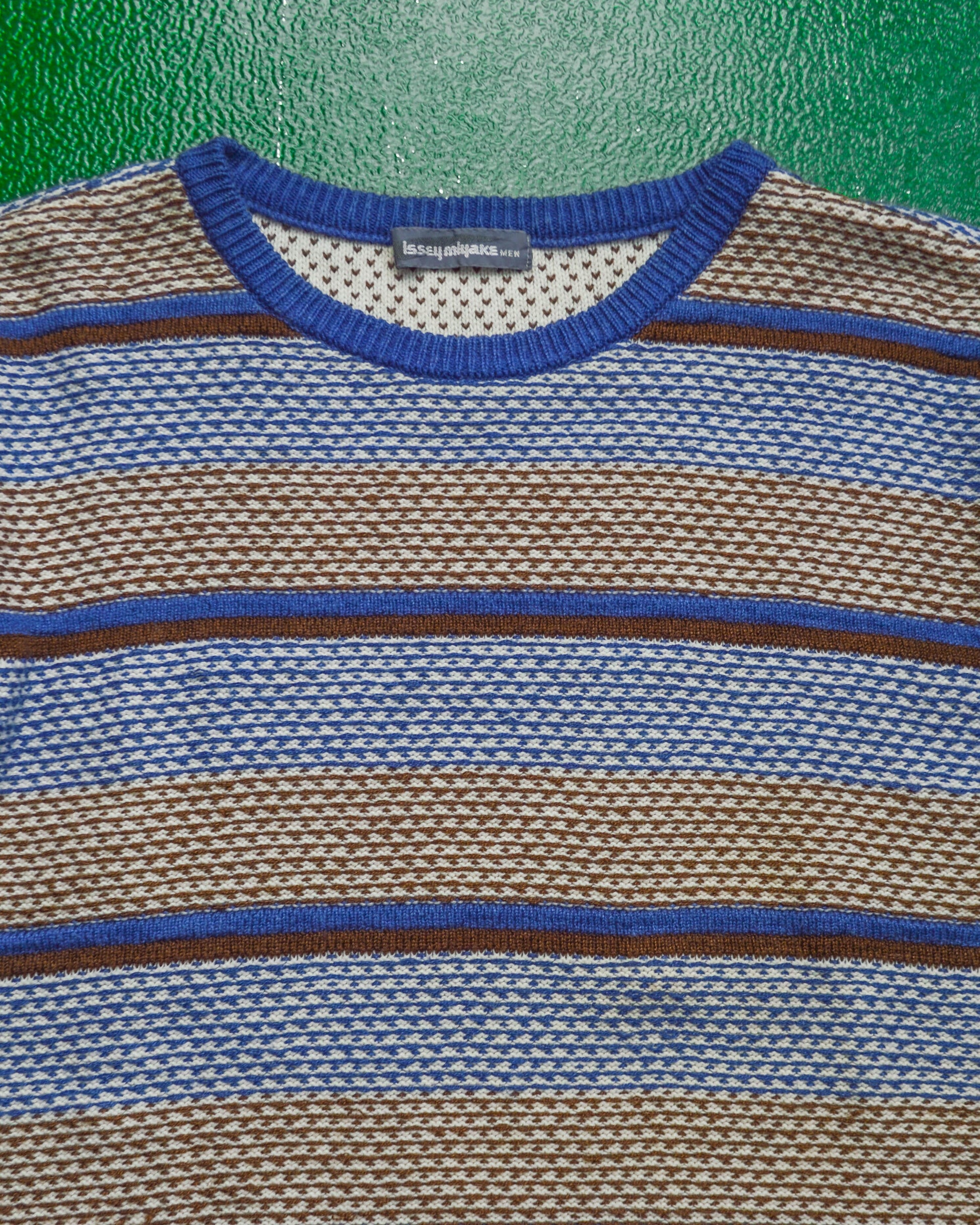 Issey Miyake 80s Pattern Striped Shortsleeve Knit Jumper (M~L)