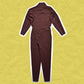 Issey Miyake Womens F/W 1997 Deep Maroon Asymmetrical Zip Jumpsuit (~XS~)