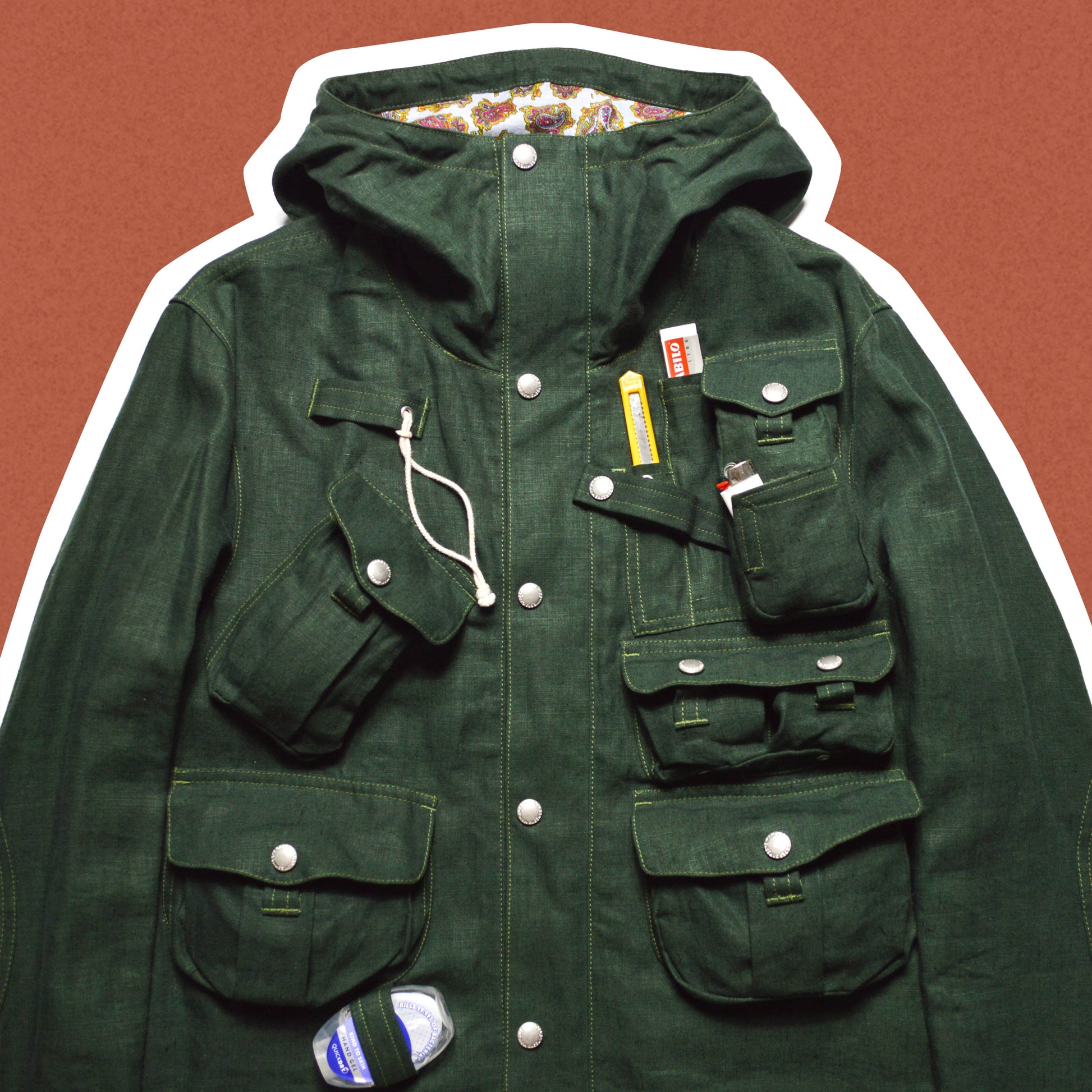 Junya Watanabe MAN S/S15 Green Linen Cargo Jacket (M)