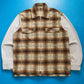 Marithe Francois Girbaud 90s Brown Plaid Panelled Zip Up Over Shirt (~L~)