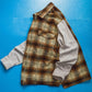 Marithe Francois Girbaud 90s Brown Plaid Panelled Zip Up Over Shirt (~L~)