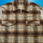 Marithe Francois Girbaud 90s Brown Plaid Panelled Zip Up Over Shirt (~L~)