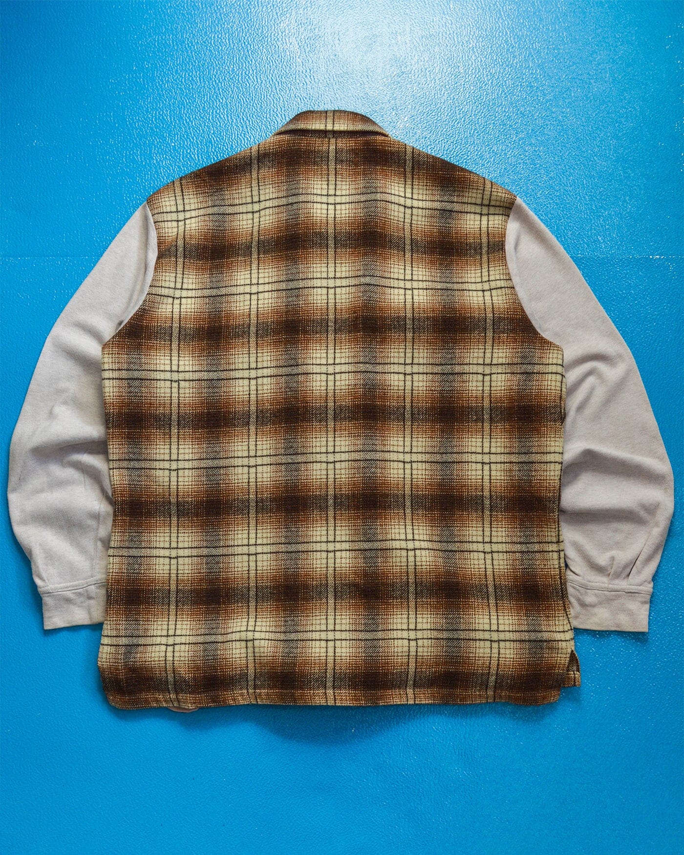 Marithe Francois Girbaud 90s Brown Plaid Panelled Zip Up Over Shirt (~L~)