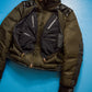 Marithe Francois Girbaud Tactical Concealed Compartment Leather Trim Biker Style Technical Convertible Down Jacket (S~M)
