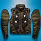 Marithe Francois Girbaud Tactical Concealed Compartment Leather Trim Biker Style Technical Convertible Down Jacket (S~M)