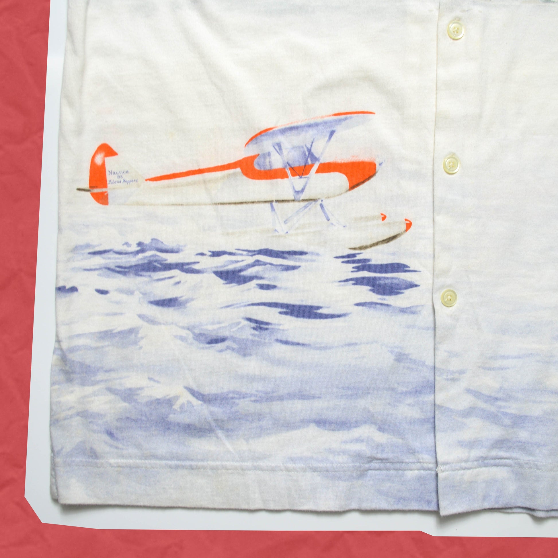 Nautica Sea Plane All Over Graphic Shirt (L)